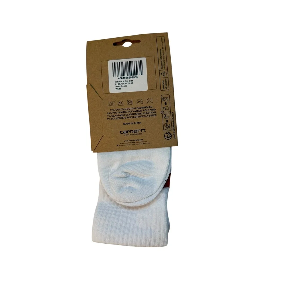 Carhartt WIP Heart Socks White Red Graphic Crew Socks I032118 One Size NEW